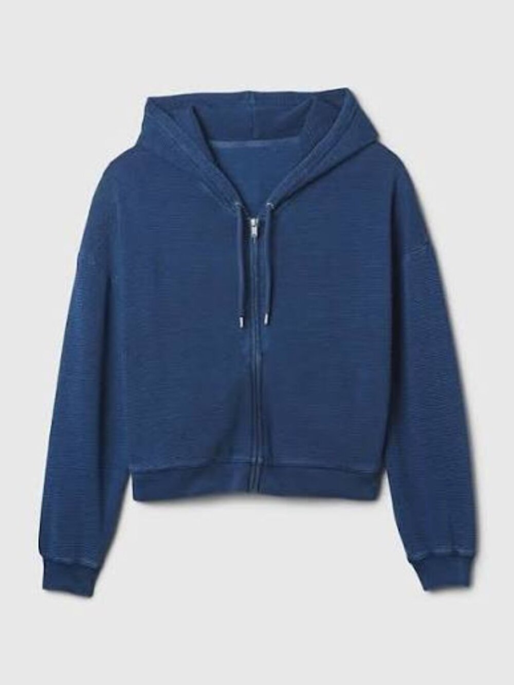 GAP Navy Zip-Up Textured Crop Hoodie Size Small